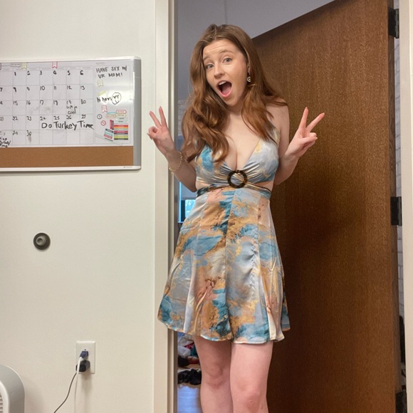 Beautiful multicolor cocktail mini formal dress. Worn twice - Picture 2 of 2